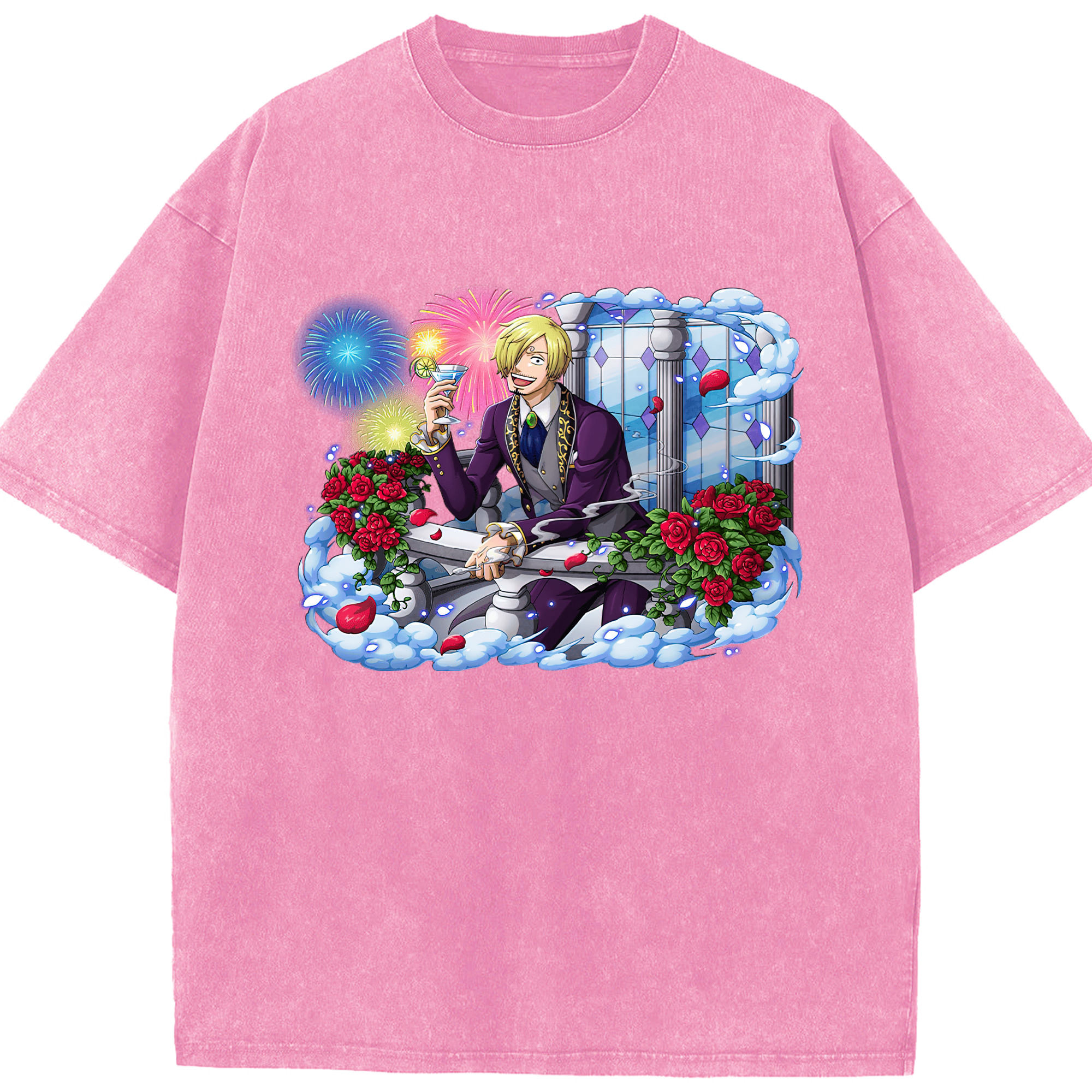 ワンピース サンジ ONE PIECE Sanji 綿100% ヴィンテージ風 半袖Tシャツ（フロントプリント）